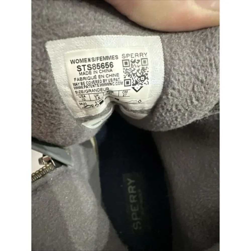 Sperry Duck Boots Womens 10 Saltwater Quilted‎ Waterproof Gray Ankle STS85656